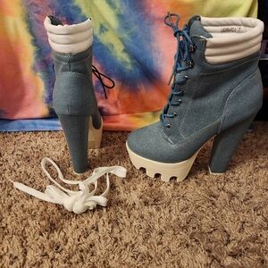Women's Denim Platform Boots